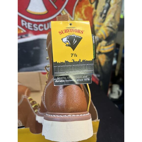 HERMAN SURVIVORS Size 7.5 Oakridge Leather 6" Steel Toe Work Boots New in box - Picture 7 of 7